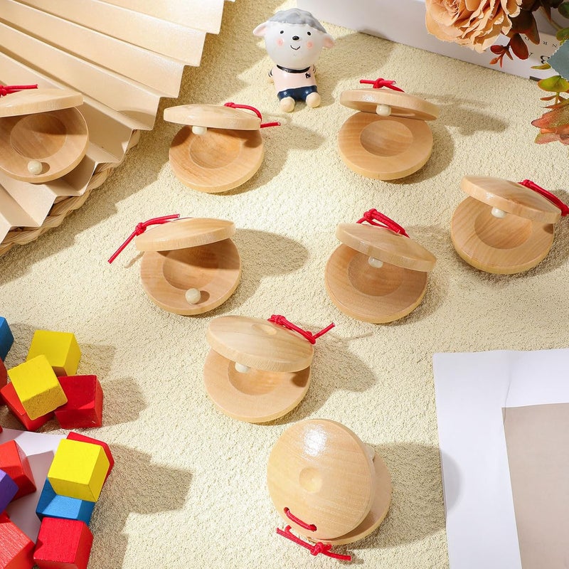 Lukmaa 48 Pcs Castanets Bulk Wooden Musical Instrument for Adults Wood Hand Finger Castanets Rhythm Clap Board Hand Percussion for Christmas Party Favors Gifts - Image 4